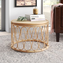 Rattan drum coffee deals table